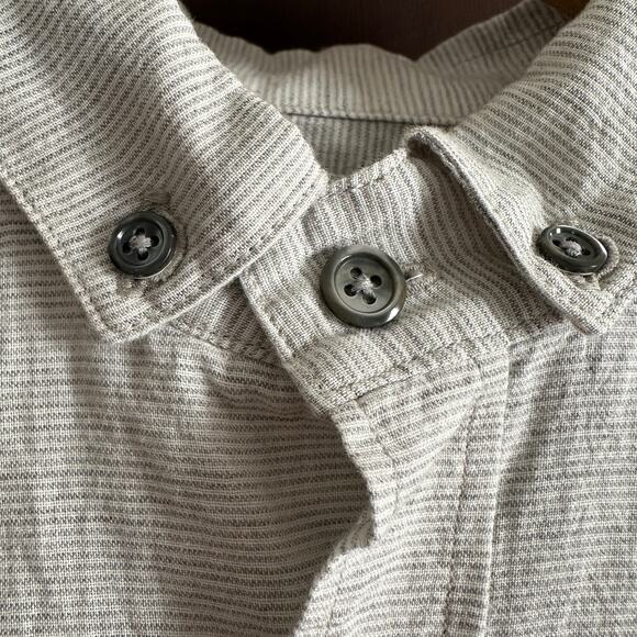 OUTERKNOWN | Gray and White Striped Button Down Studio Shirt | Size Extra Small - Picture 2 of 6